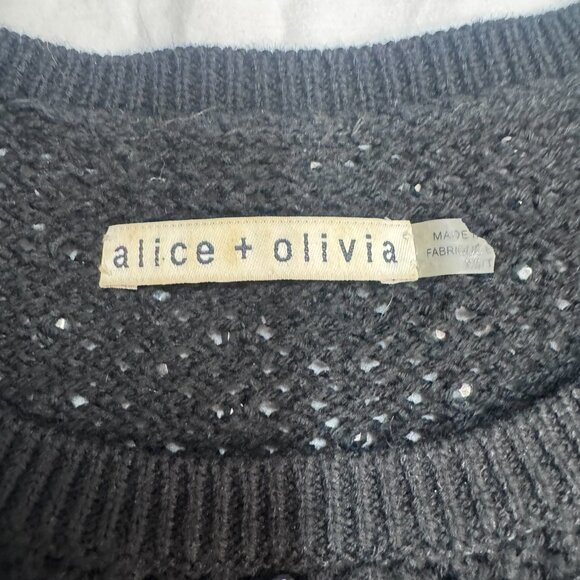 Alice + Olivia Black Embellished Short-Sleeve Wool Sweater – XS - Picture 3 of 5